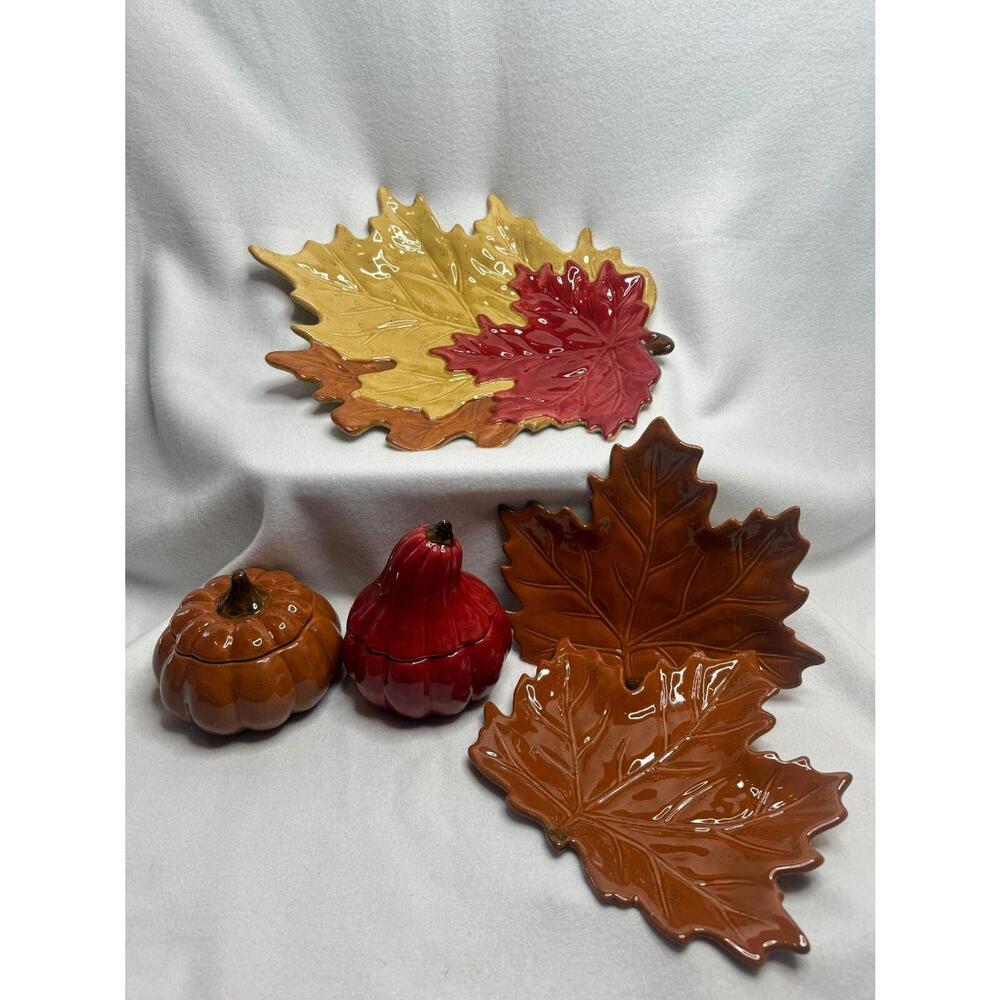 Chris Madden Harvest Fall Autumn Leaves Serveware